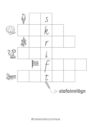Skrift - Stafainnlögn